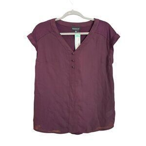 Stitch Fix Fortune + Ivy Helina Blouse Small Burgundy Short Sleeve NWT